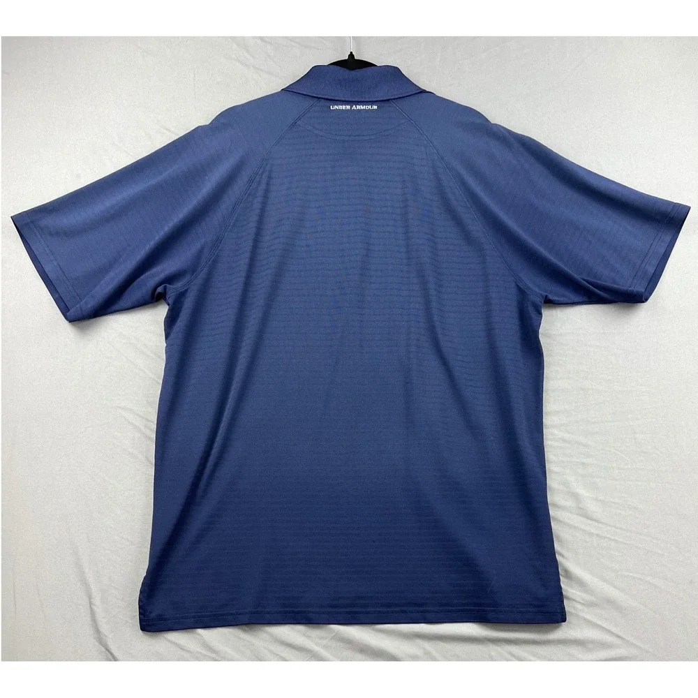 Under Armour Polo Shirt Mens Large Blue Excellent Short Sleeve Golf Activewear